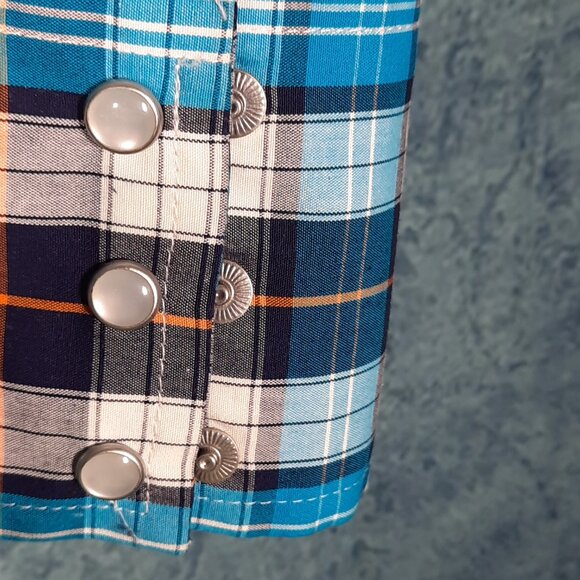 Wrangler Pearl Snap Blue Plaid Western Shirt Men's 2XL Long Sleeve Rodeo XXL - Picture 4 of 6